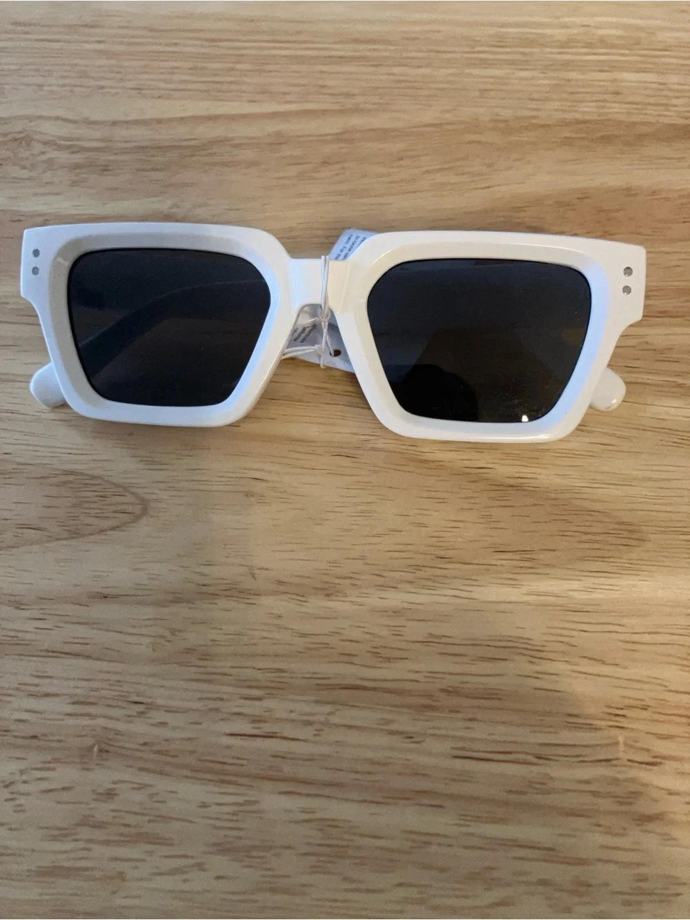 White Square Frame Women's Sunglasses - Polarized Black Lenses